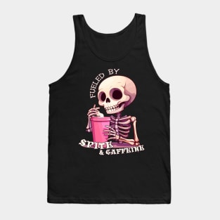 Fueled By Spite And Caffeine Cute Skeleton Halloween Tank Top